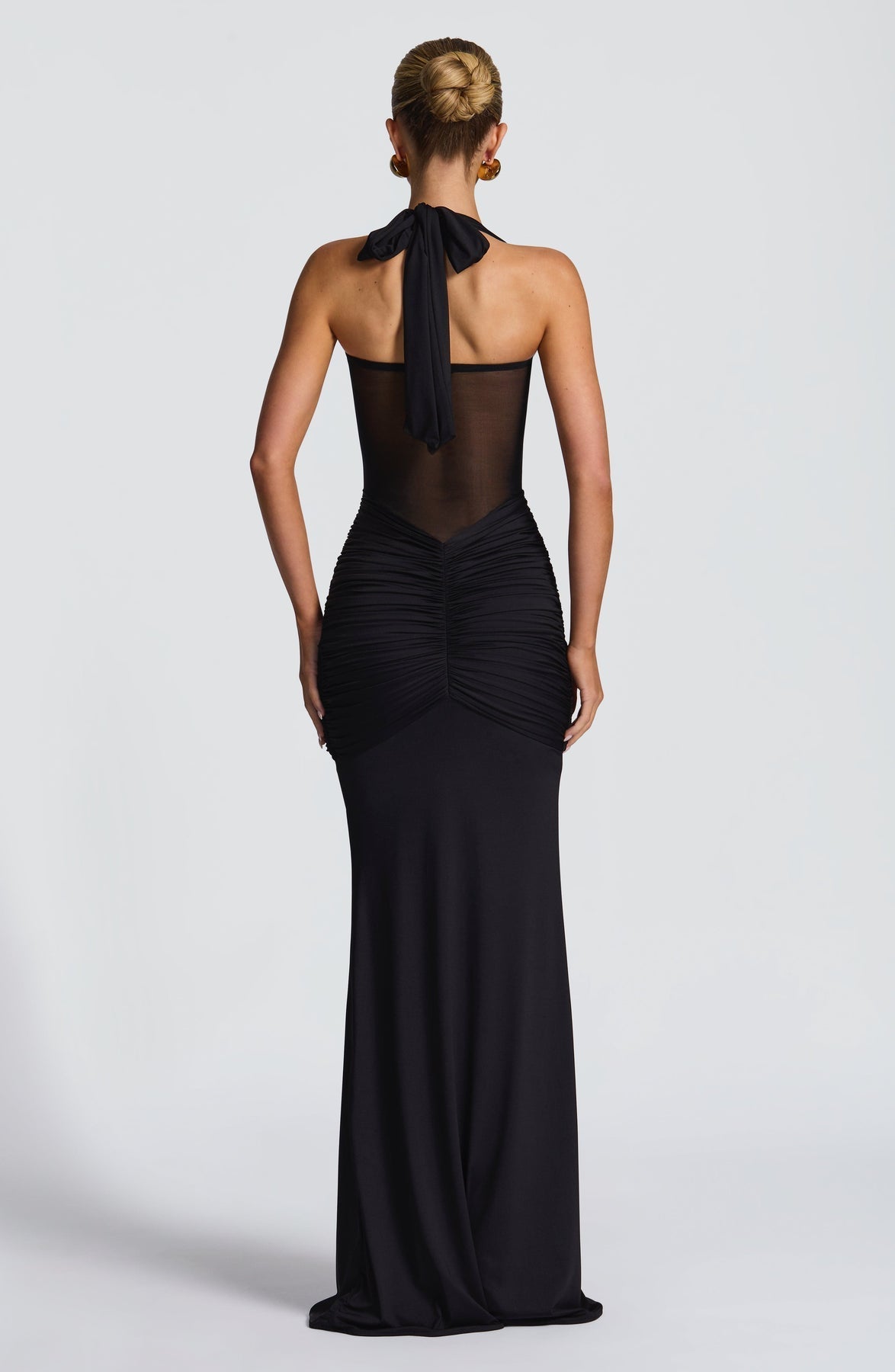 Amalina — Sheer Mesh Maxi Dress with Ruched Waist for Summer Nights
