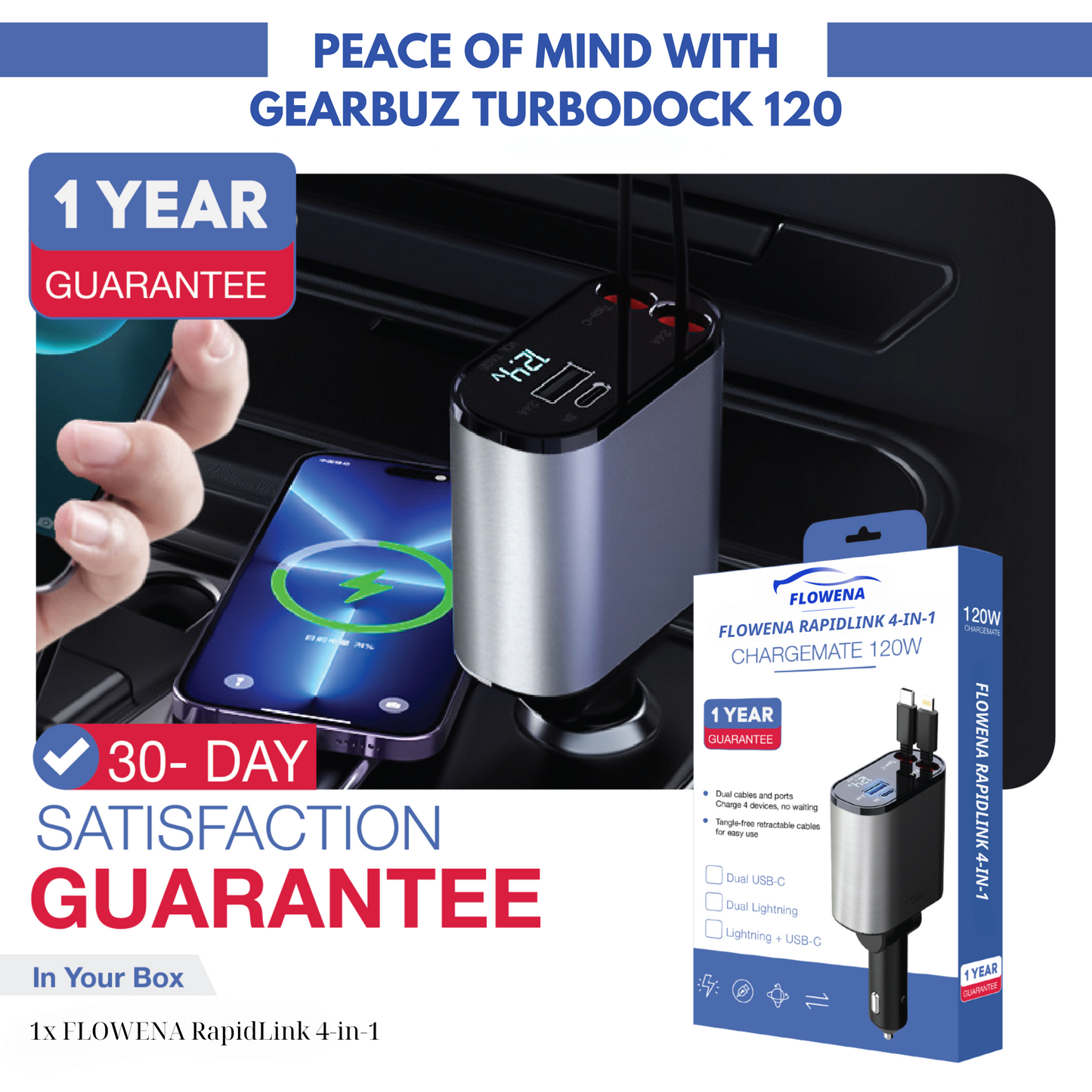SHOPREXO™ 4 IN 1 CAR CHARGER ADAPTER