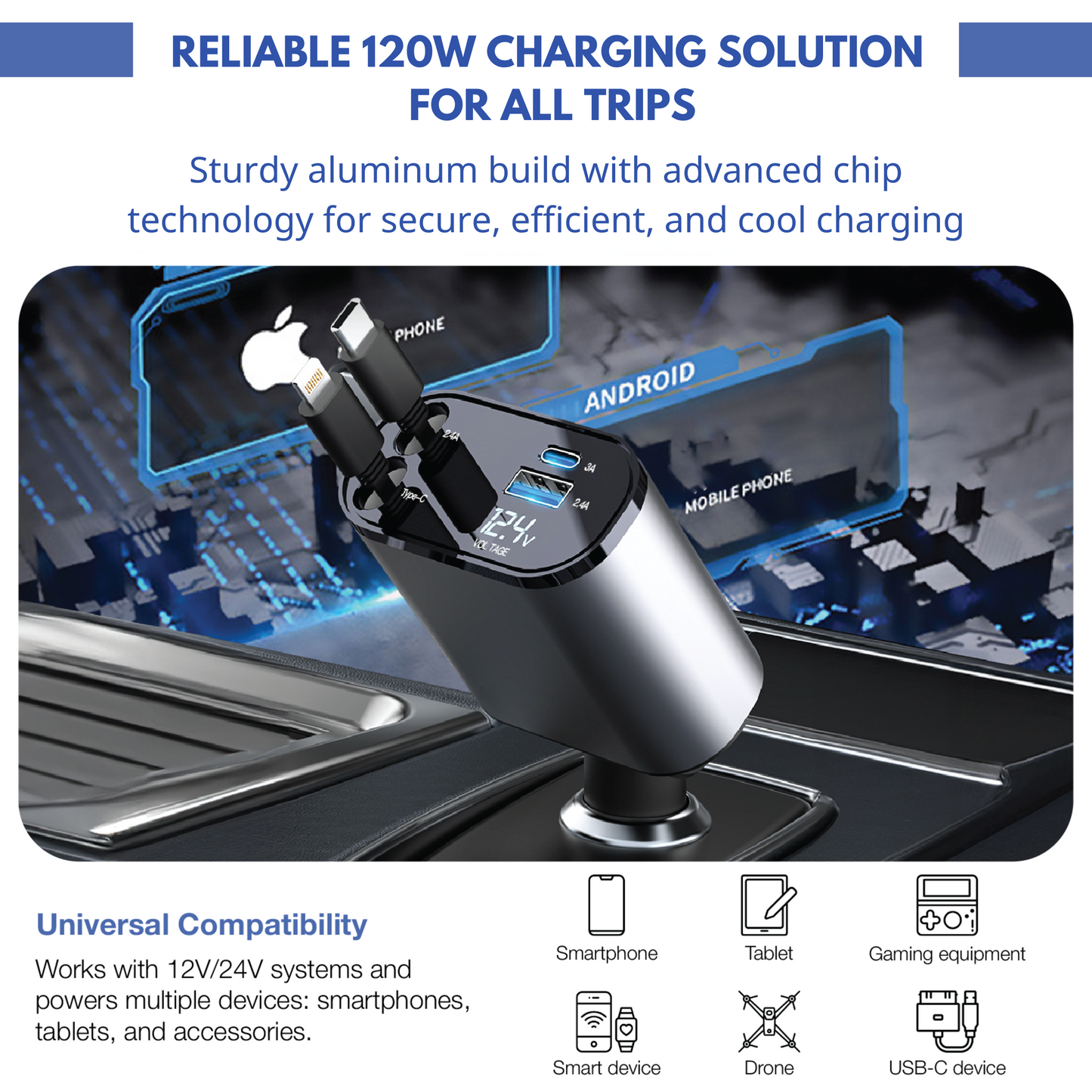 SHOPREXO™ 4 IN 1 CAR CHARGER ADAPTER