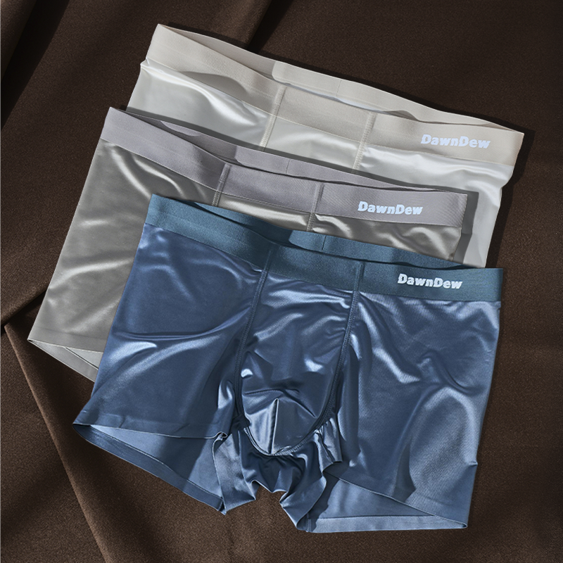 Elegant Silk Men's Ice Silk Underwear Mulberry Silk Antimicrobial Men's Boxer Briefs