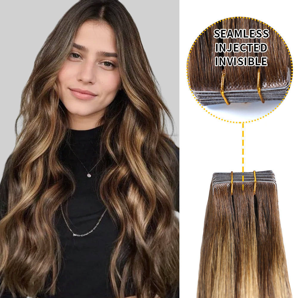 Goopatch Seamless Injected Hand-Tied Invisible Tape In Hair Extension -- 100% VIRGIN HUMAN HAIR