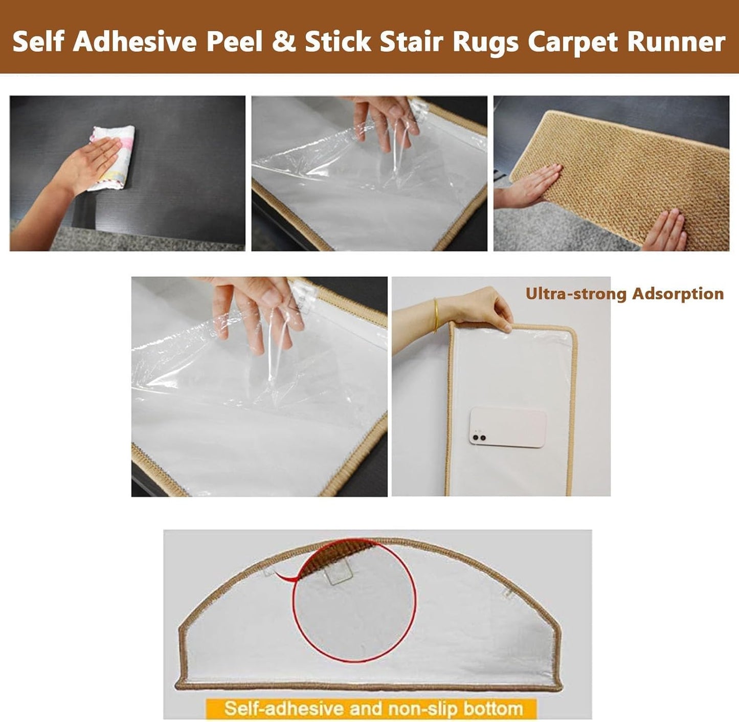 Self Adhesive Imitation Sisal Indoor Stair Runner Rugs Cover Mat