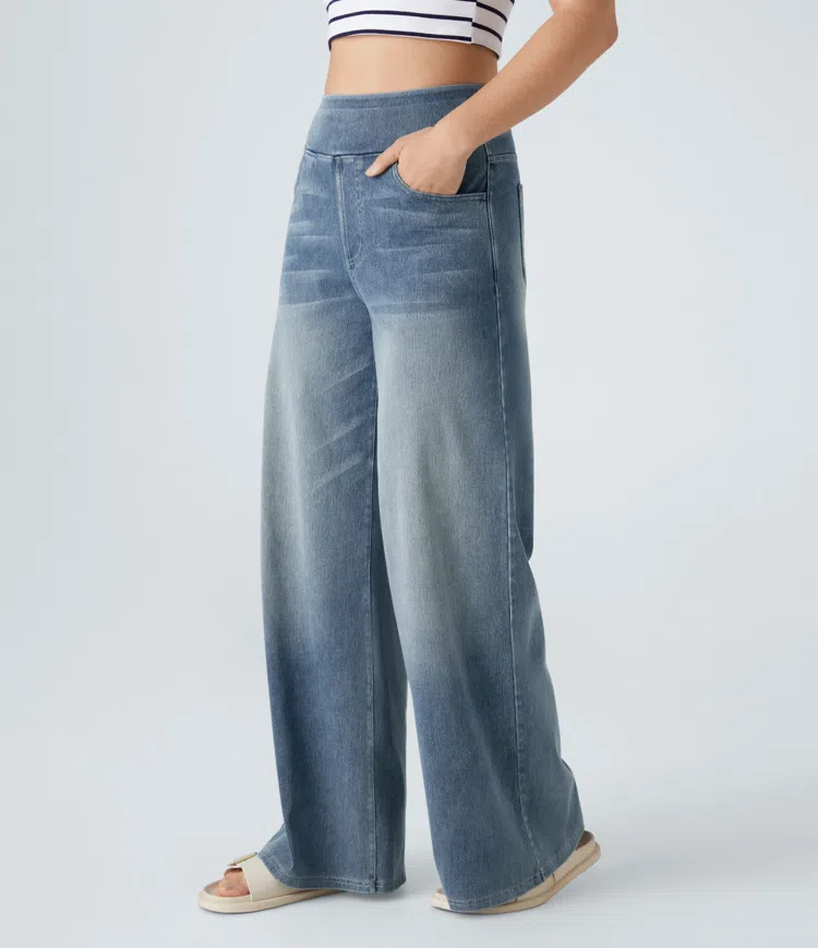 FlexiChic - Super Stretch High-Waisted Wide Leg Jeans + 50% OFF