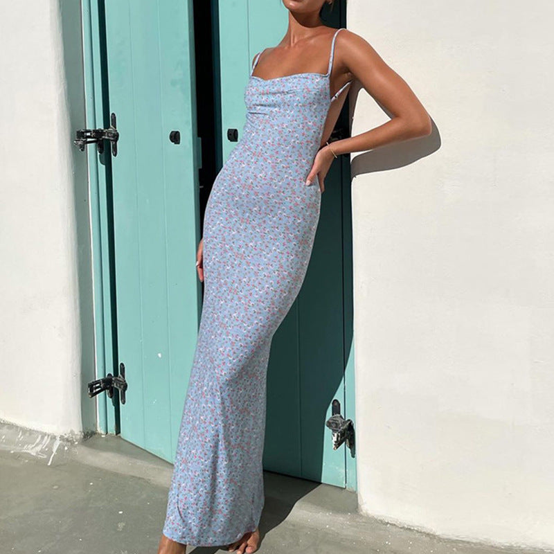 Sale | Floral Sexy Backless Maxi Dress