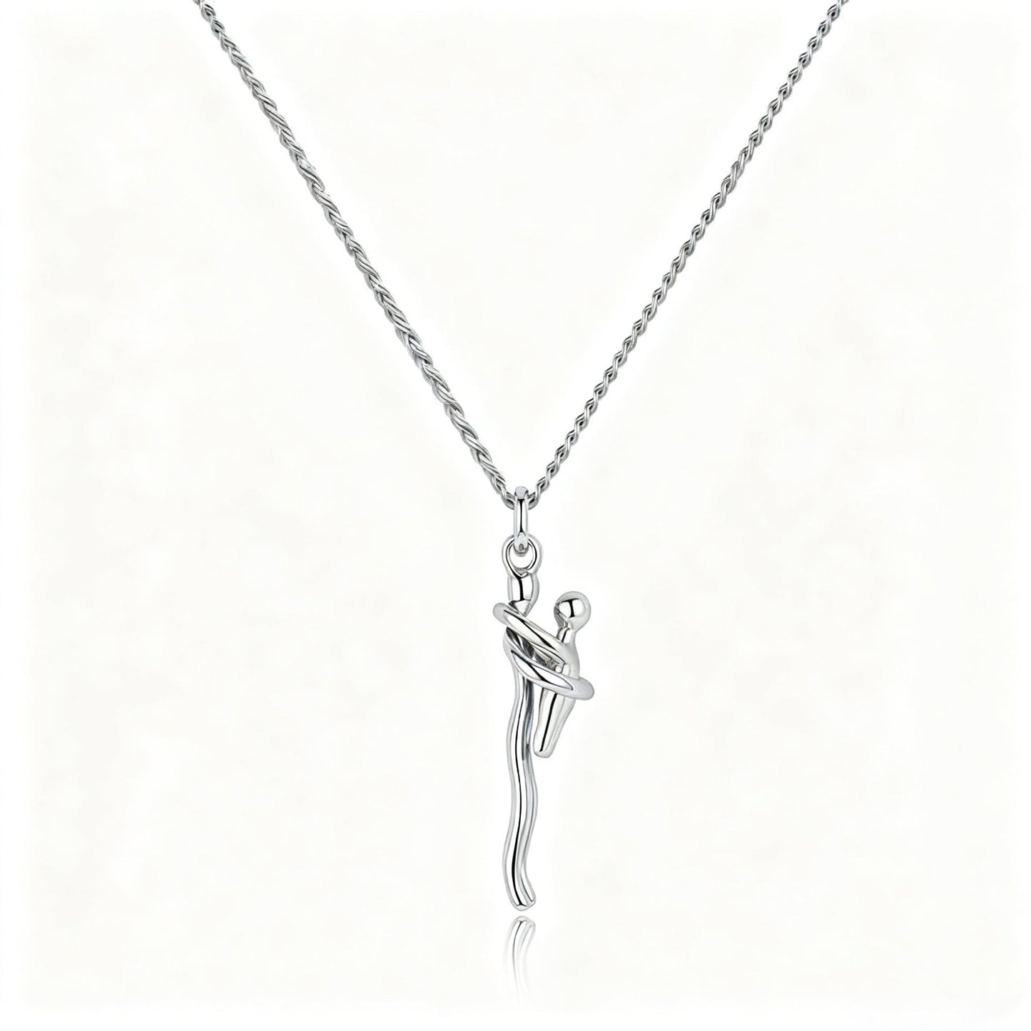 Maviglow™ – 925 Sterling Silver Mother & Child Embrace Pendant Necklace