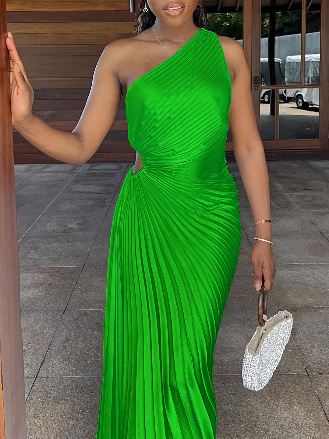 One Shoulder Cut Out Maxi Dress (Buy 2 Free Shipping)