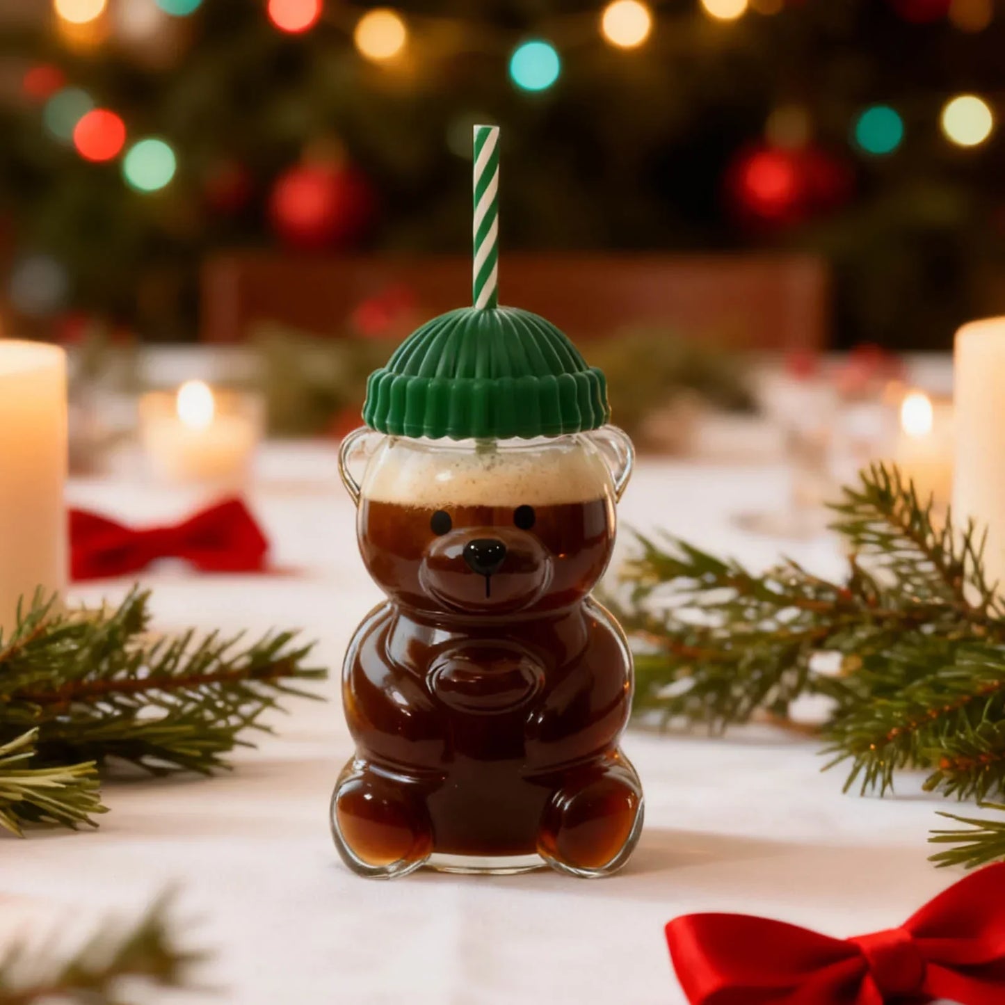 Bear Glass Cup with Straw Bearista 20oz Clear Bear Glass Sippy Cup PREORDER