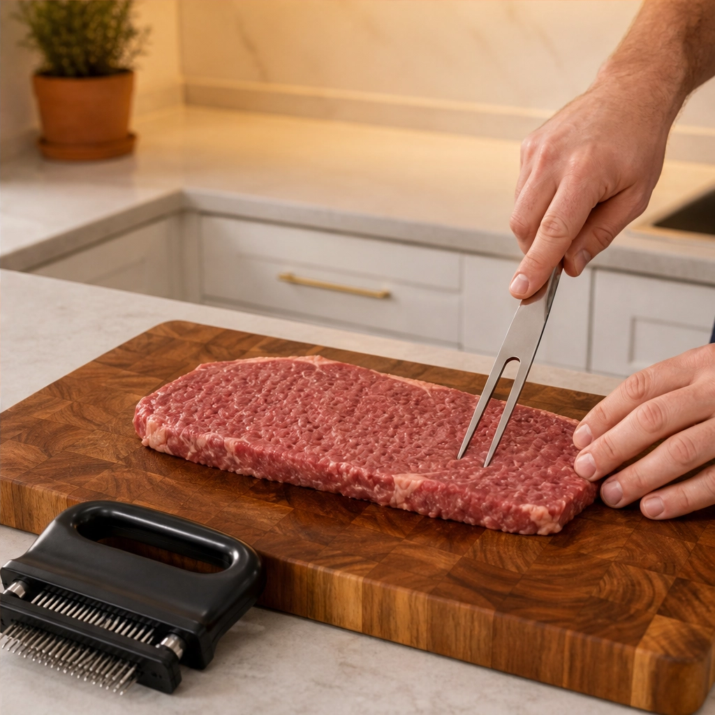 Maviglow™ – 48-Blade Spring-Loaded Meat Tenderizer with Safety Cover 