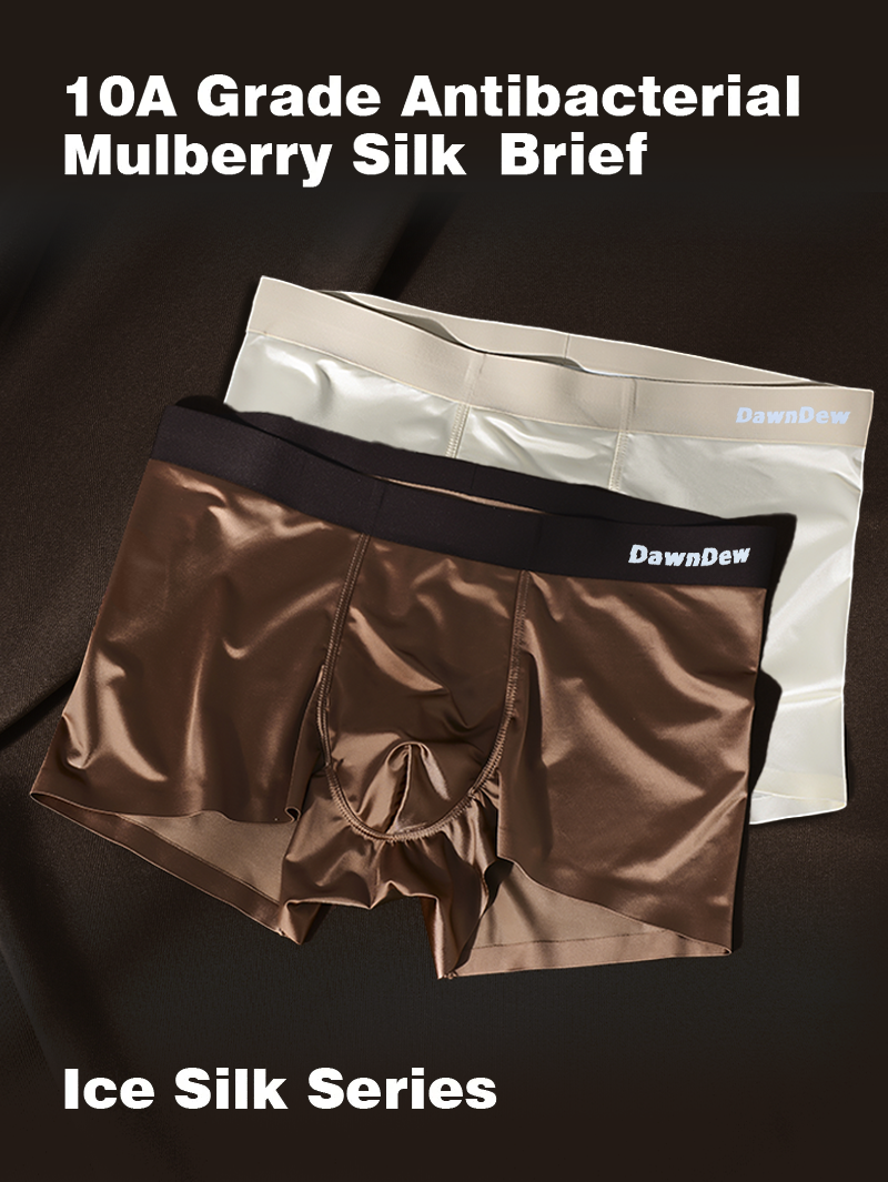Elegant Silk Men's Ice Silk Underwear Mulberry Silk Antimicrobial Men's Boxer Briefs