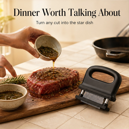 Maviglow™ – 48-Blade Spring-Loaded Meat Tenderizer with Safety Cover 