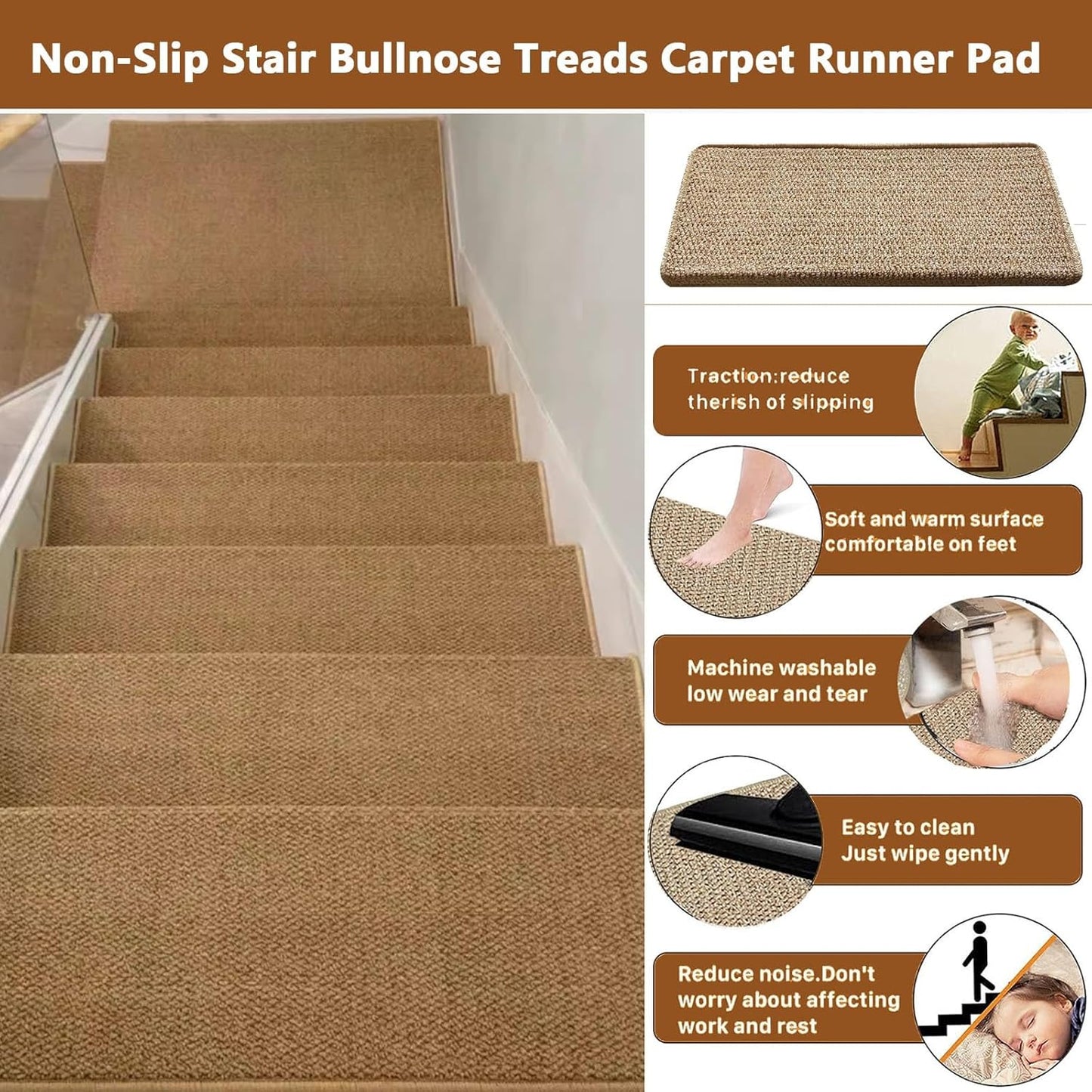 Self Adhesive Imitation Sisal Indoor Stair Runner Rugs Cover Mat