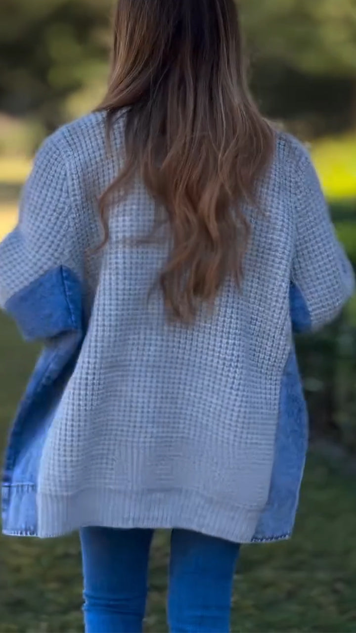 Women Spliced Knitted Casual Coat