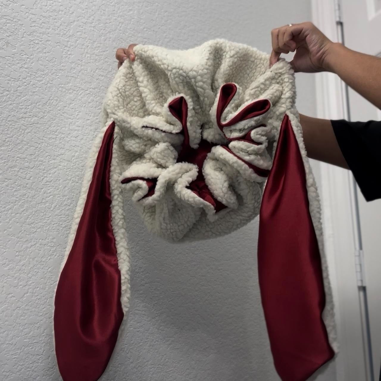 Lunari Plush Bunny Bonnet — Soft Warm Sherpa Hat with Satin Lining