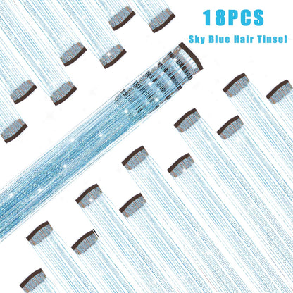 The AuraSparkle Tinsel Extensions - Clip-In Rainbow Sparkle for Instant Glamour + 50% OFF