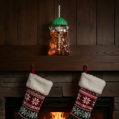 Bear Glass Cup with Straw Bearista 20oz Clear Bear Glass Sippy Cup PREORDER