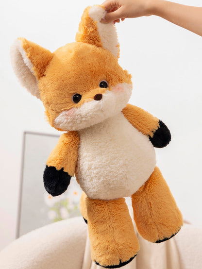 Adorable Fox and Wolf Plush Toys in Denim Overalls