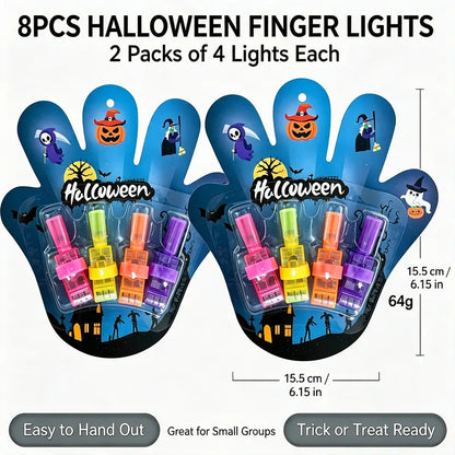 Halloween LED Finger Projection Lights – 8/16/24-Piece Party Favor Sets