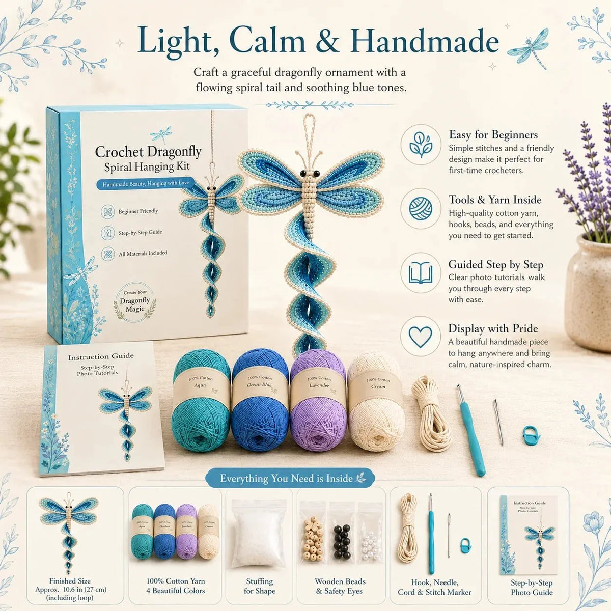 Beginner Crochet Spiral Hanging Garden Animal Decor DIY Kit