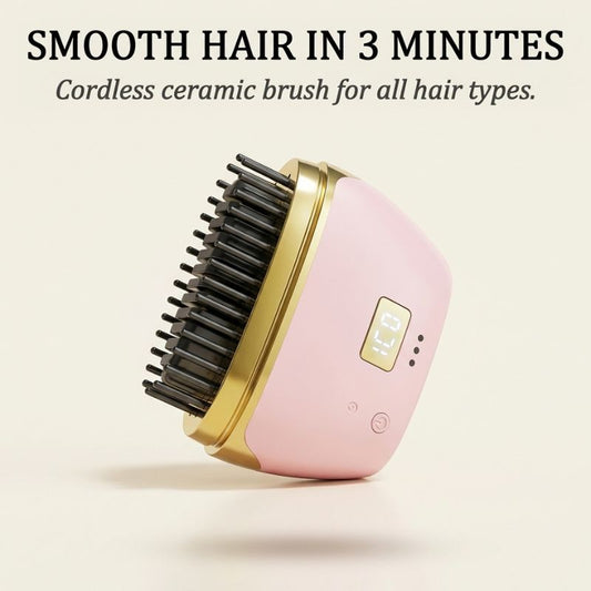 Velura™ – Cordless Hair Straightener Brush with Negative Ions & MCH Ceramic Heat + 50% OFF