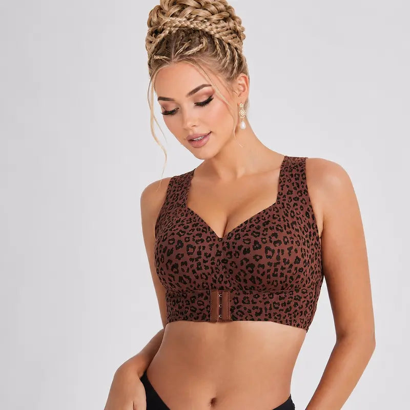 Women's Wireless Posture Correction Bra Front Closure Wide Straps