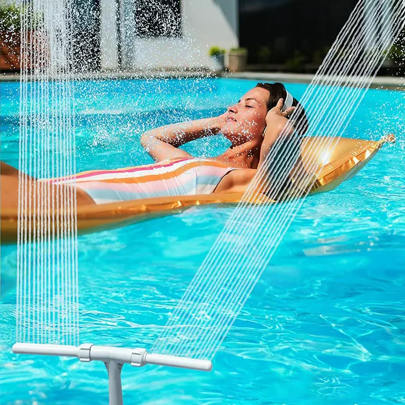 Solar Pool Fountain with Lights Dual Arc - Above/Inground Pool Fountain Lights with Remote Control
