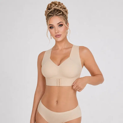 Women's Wireless Posture Correction Bra Front Closure Wide Straps