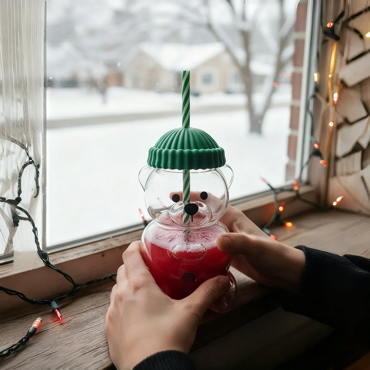 Bear Glass Cup with Straw Bearista 20oz Clear Bear Glass Sippy Cup PREORDER
