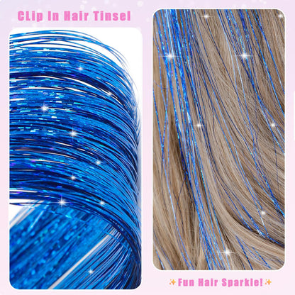 The AuraSparkle Tinsel Extensions - Clip-In Rainbow Sparkle for Instant Glamour + 50% OFF
