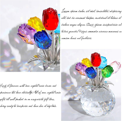 Colorful Rose Figurine in Display Vase