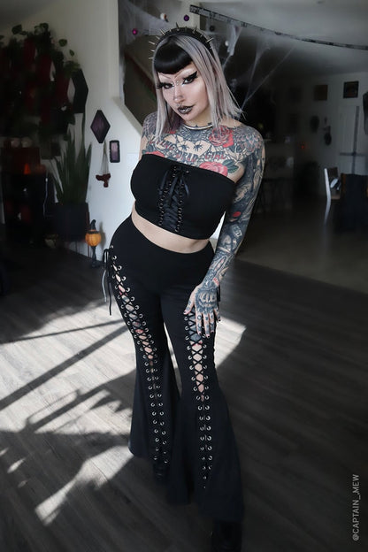 commsmarket-Lace Up Flare Pants