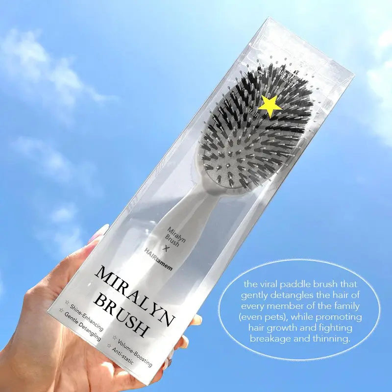 Viral World-Famous 5x Sold Out Paddle Brush - Smoother, Stronger, Shinier Hair - Boar Bristle Brush with Nylon Bristles and Microsphere Massaging Tips