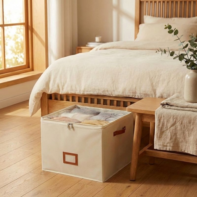 Alcove™ – Adjustable Compartment Fabric Shoe Storage Box with Dust-Cover Lid + 50% OFF