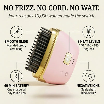 Velura™ – Cordless Hair Straightener Brush with Negative Ions & MCH Ceramic Heat + 50% OFF