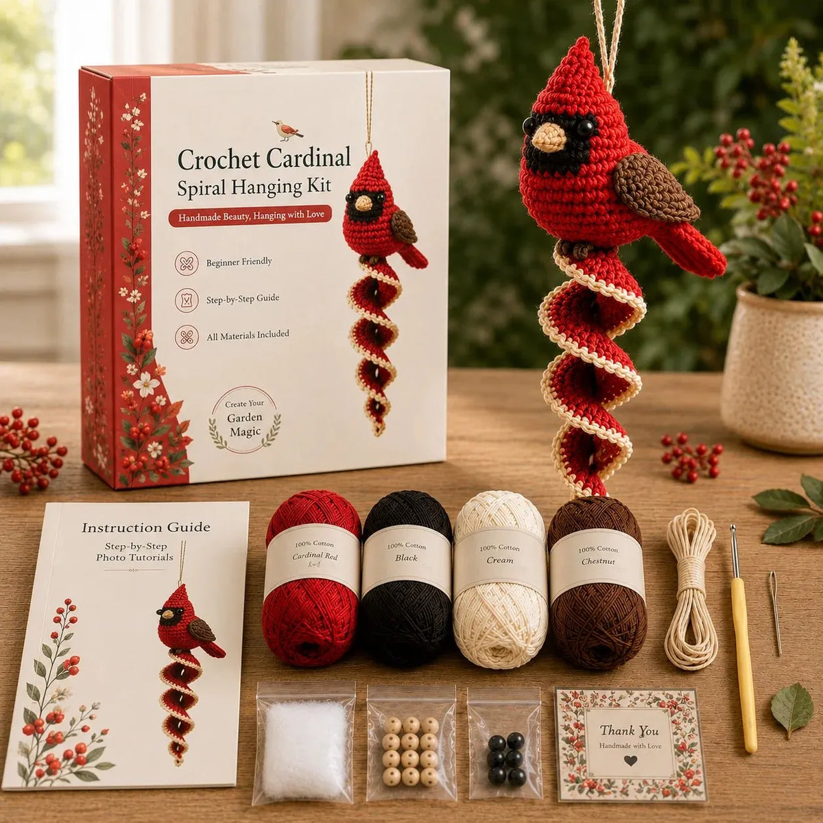 Beginner Crochet Spiral Hanging Garden Animal Decor DIY Kit
