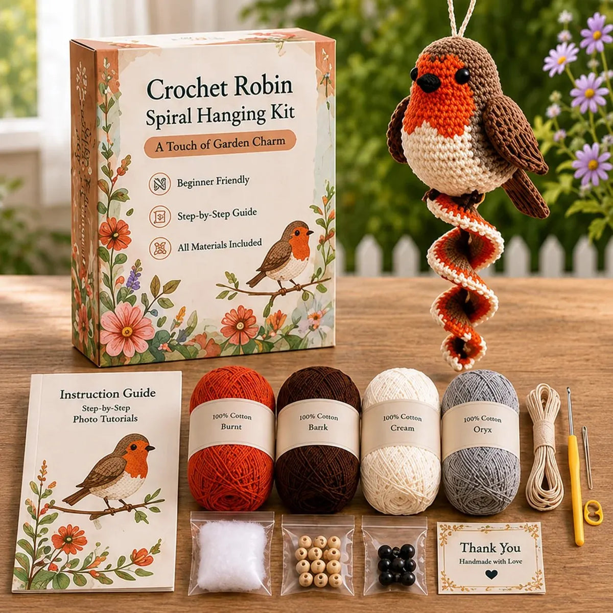 Beginner Crochet Spiral Hanging Garden Animal Decor DIY Kit
