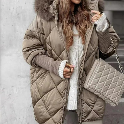 ✨Women’s Fashion Mid-length Parka 🧥 – Autumn And Winter Knit Sleeve Patchwork, Flattering Fit for Cold Days