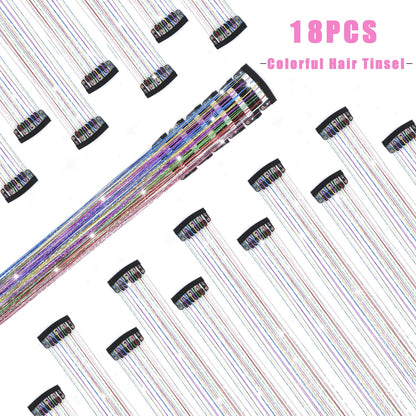 The AuraSparkle Tinsel Extensions - Clip-In Rainbow Sparkle for Instant Glamour + 50% OFF