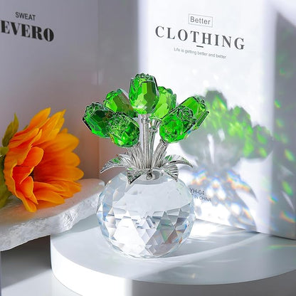 Colorful Rose Figurine in Display Vase