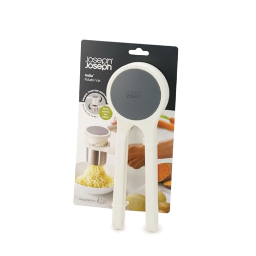 Joseph Joseph Helix Potato Ricer Masher Ergonomic Twist-Action Hand Manual Stainless Steel For Mashed Potato, Vegetable Purees, Stainless Steel, White|B01N7MJB0C