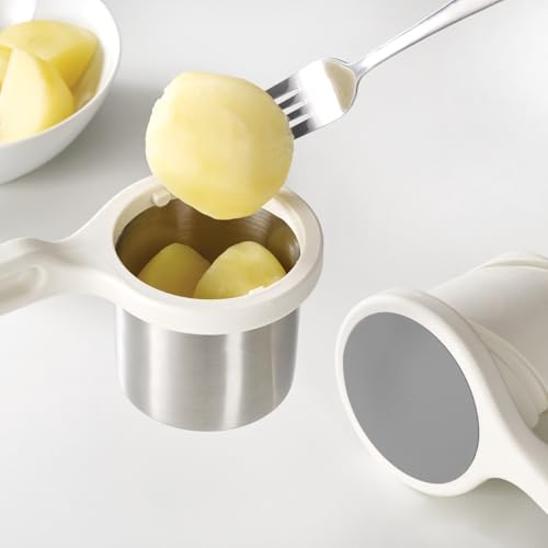 Joseph Joseph Helix Potato Ricer Masher Ergonomic Twist-Action Hand Manual Stainless Steel For Mashed Potato, Vegetable Purees, Stainless Steel, White|B01N7MJB0C
