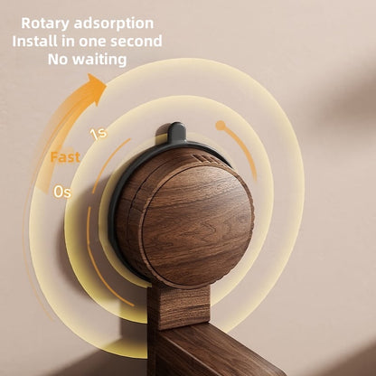 Suction Cup Walnut Paper Towel Holder