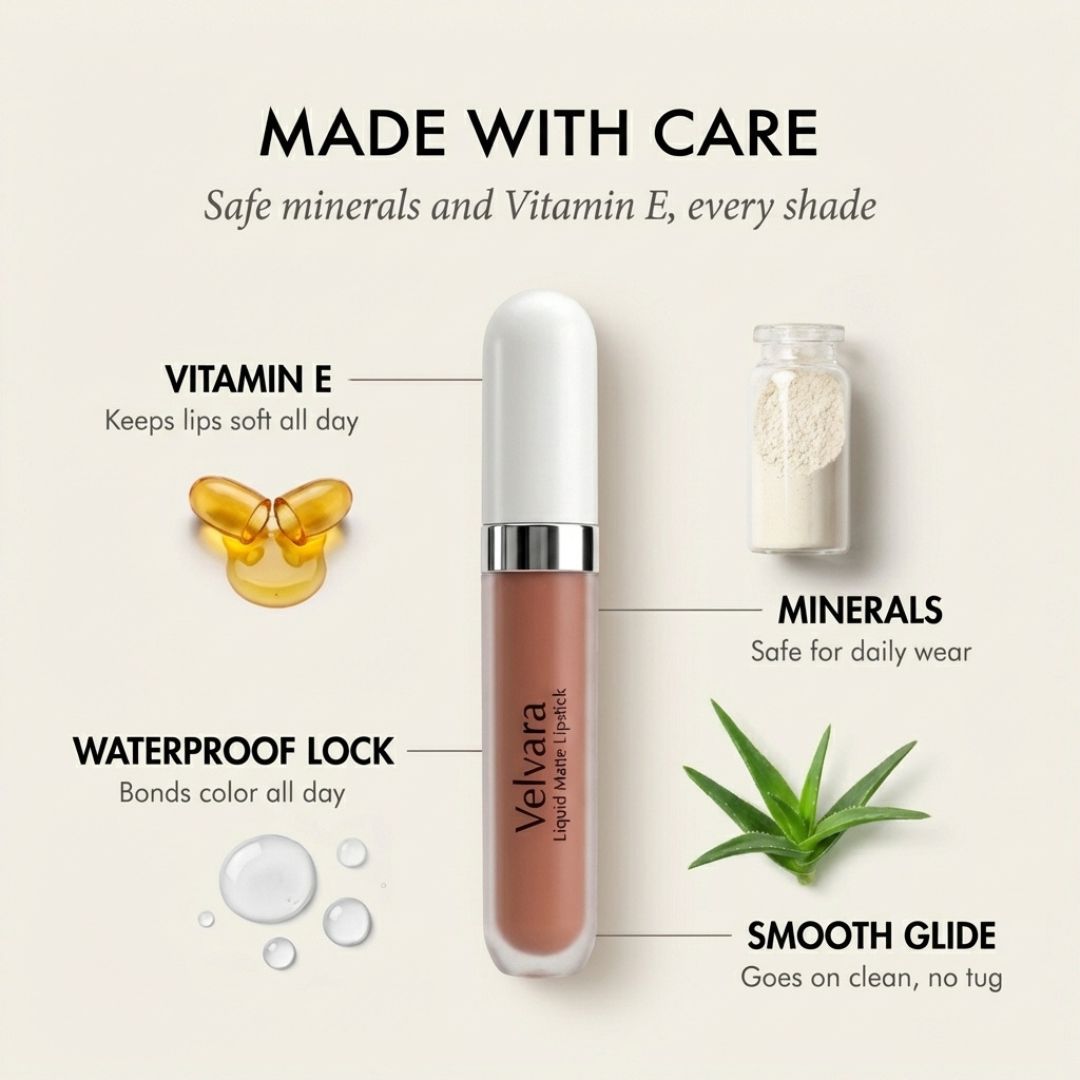 Velvara™ – Matte Liquid Lipstick Set, 10 Shades, Waterproof & Vitamin E + 50% OFF