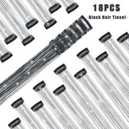 The AuraSparkle Tinsel Extensions - Clip-In Rainbow Sparkle for Instant Glamour + 50% OFF