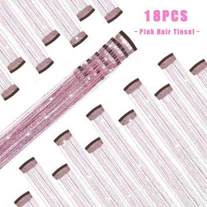 The AuraSparkle Tinsel Extensions - Clip-In Rainbow Sparkle for Instant Glamour + 50% OFF