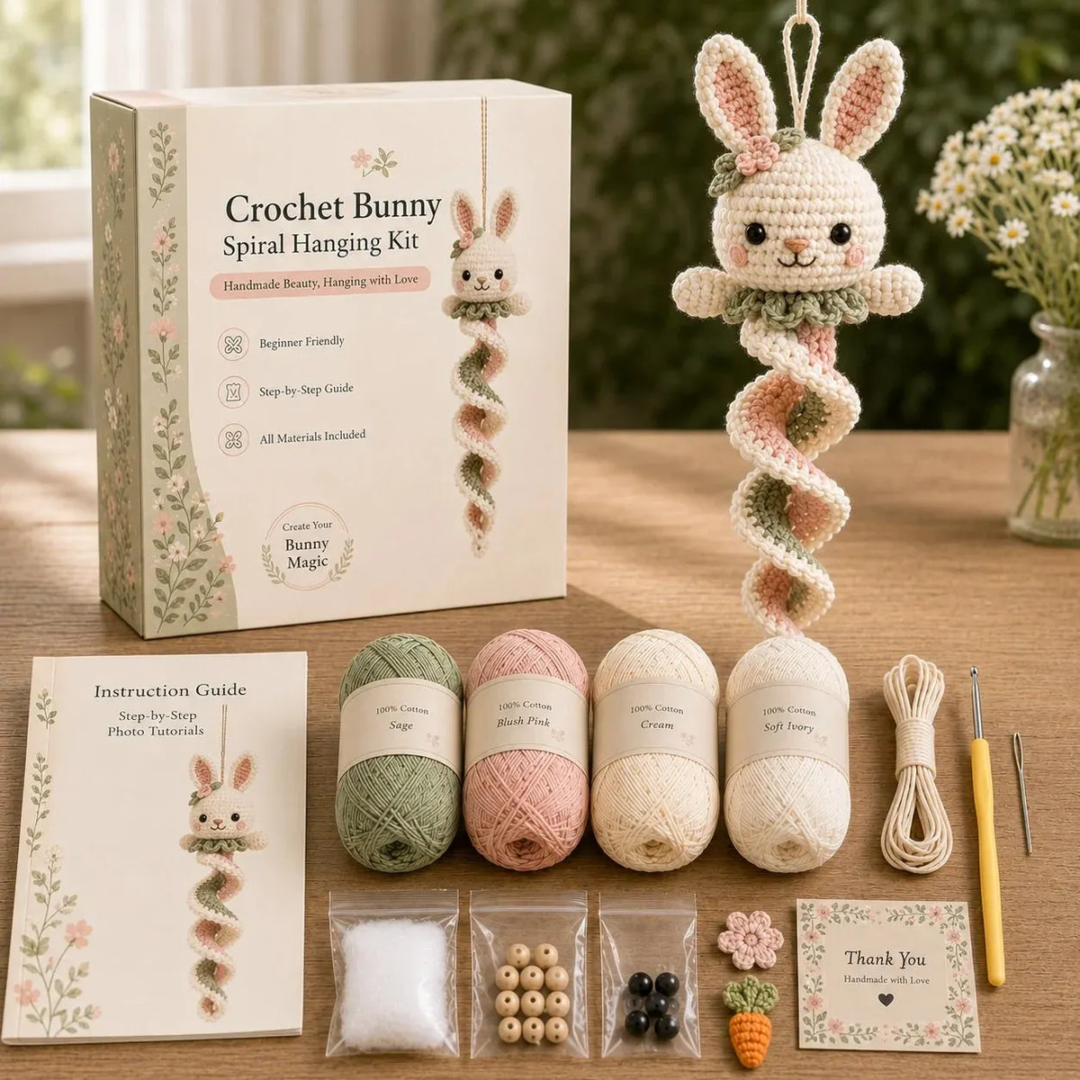 Beginner Crochet Spiral Hanging Garden Animal Decor DIY Kit