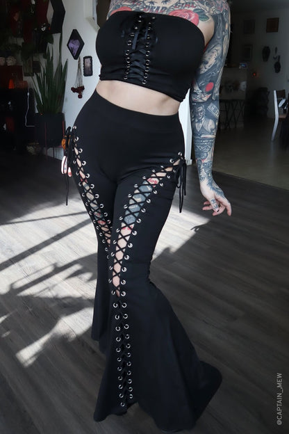 commsmarket-Lace Up Flare Pants