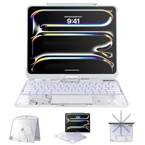 Transparent 360° Rotating Wireless Keyboard Case for iPad Pro 11-inch