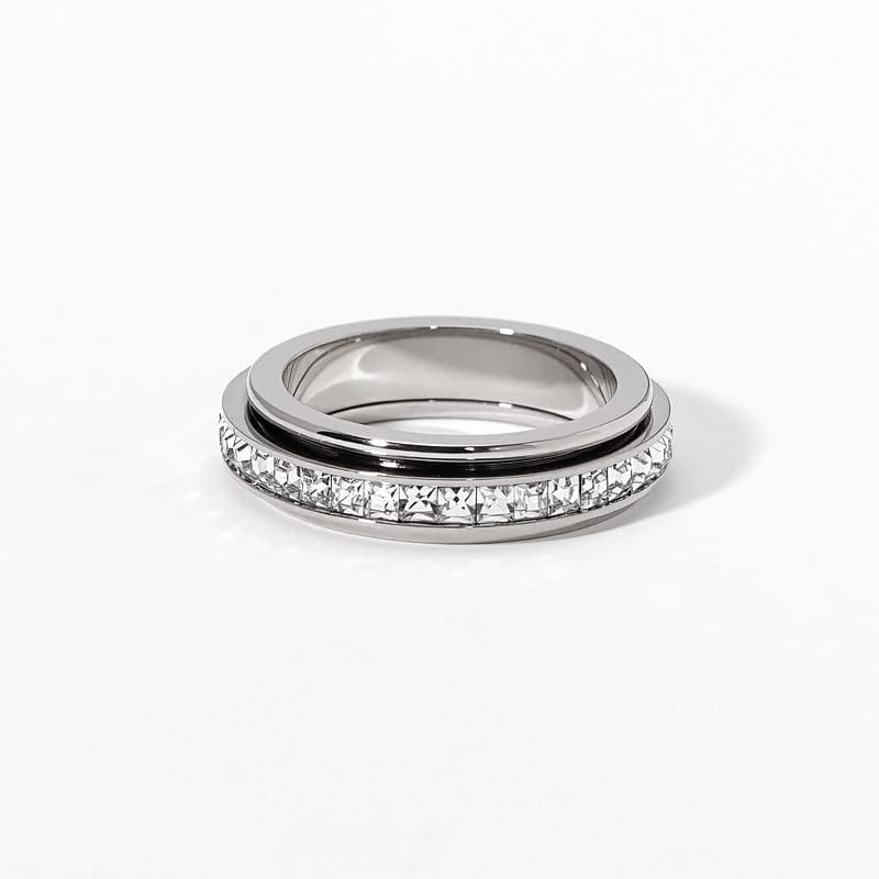 Titanium Steel Anxiety Relieving Wedding Ring Fidget for Women