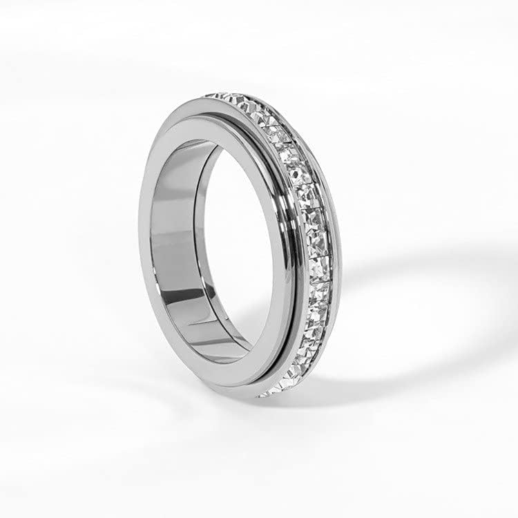 Titanium Steel Anxiety Relieving Wedding Ring Fidget for Women