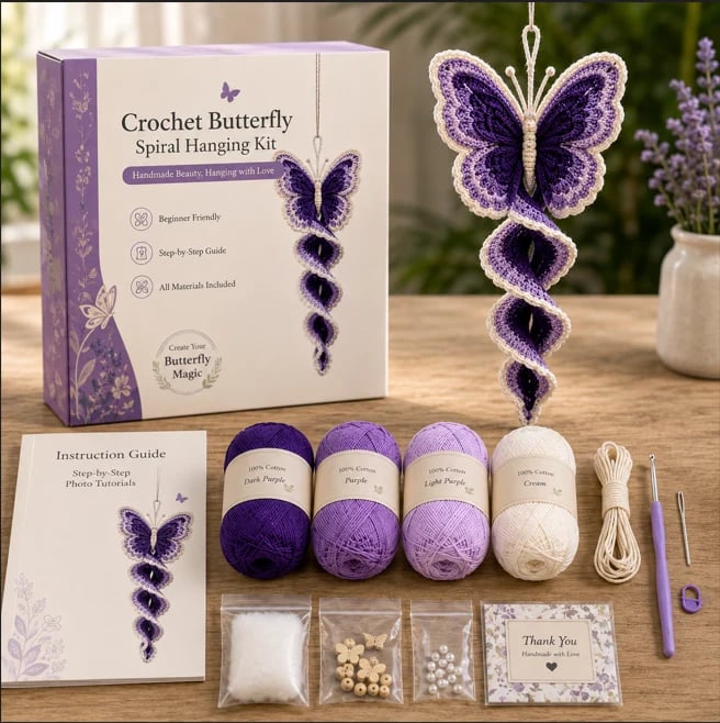 Beginner Crochet Spiral Hanging Garden Animal Decor DIY Kit